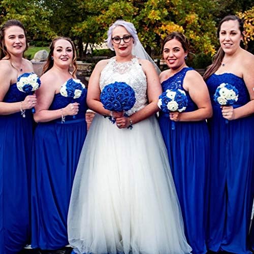 Higfra 25Pc Royal Blue Foam Fake Roses with Stems