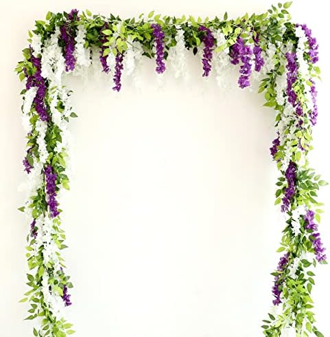 Apeair Wisteria Artificial Flowers Garland 2Pcs 144ft White