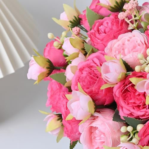 MARTINE MALL 2 Pack Mixed Pink Artificial Peonies Flowers