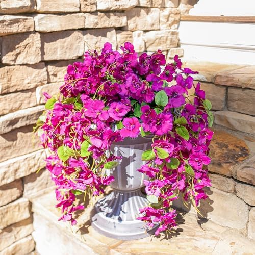Ivydale Artificial Hanging Hibiscus Flowers 2pcs Fuchsia UV Resistant Decor
