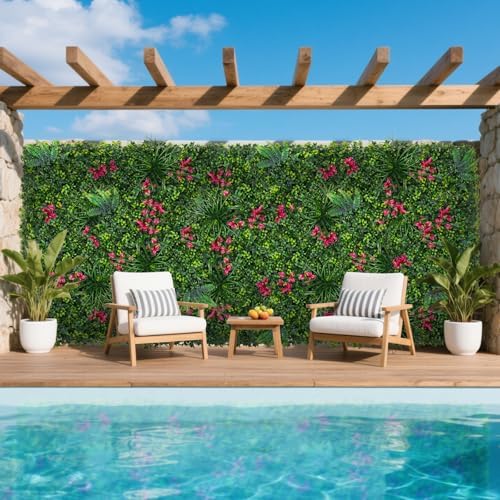 Artificial Boxwood Wall Panels with Mint Leaves 20x20 12pcs Greenery Privacy Screen