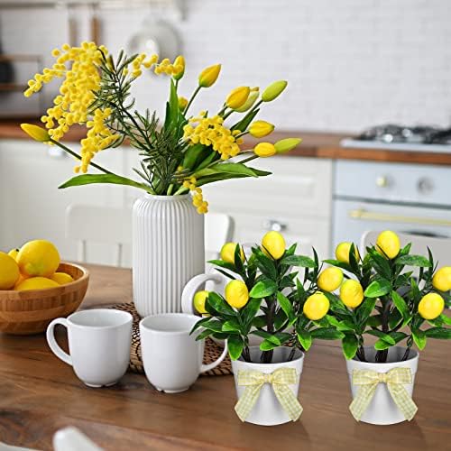 Jexine 3 Pack Lemon Tiered Tray Decor Set