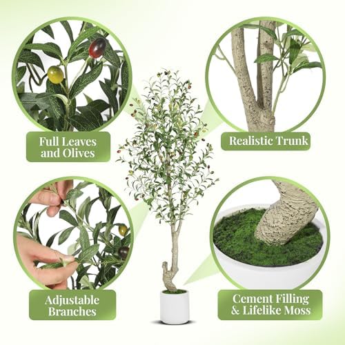 5ft Artificial Olive Tree with 72 Fruits and 864 Leaves 2 Pack