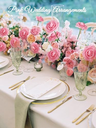 MACTING Artificial Pink Roses 30PCS Wedding Decor