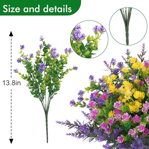 Hananona 12 Pcs Artificial Flowers for Outdoor Decor