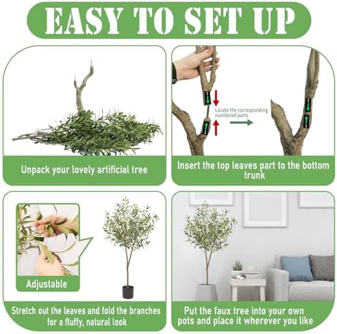 GOVIRAYE Artificial Olive Tree 5ft - Lifelike Indoor Faux Plant