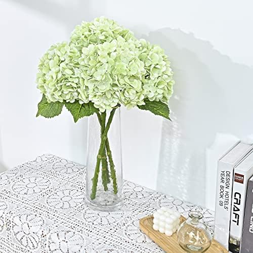 Waipfaru 21 Inch Real Touch Hydrangea Artificial Flowers with Long Stem and Leaves