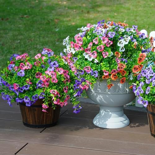 Ivydale Artificial Pansies 12 Bundles UV Resistant Outdoor Flowers