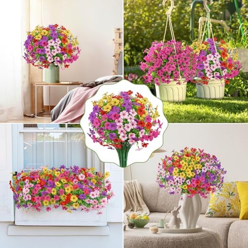 20 Bundles Artificial Flowers for Outdoor Decor