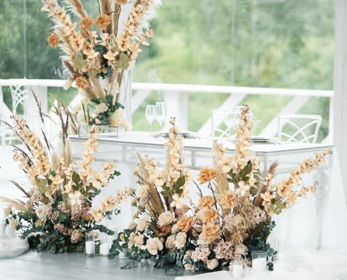 6PCS Champagne Delphinium Artificial Flowers for Wedding Decor