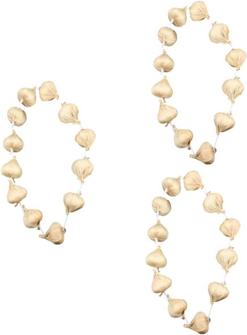 3 Sets Garlic String Artificial Vegetables Halloween Decor Party Props