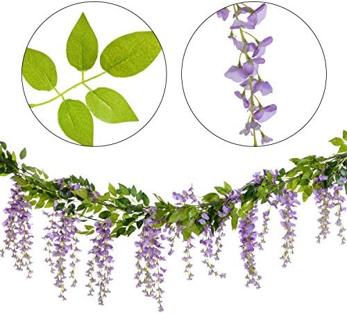 Lvydec Wisteria Artificial Flowers Garland Light Purple 288ft 4 Pcs