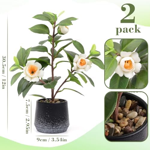 Gresorth 2 Pack Artificial Potted Plants with Flowers