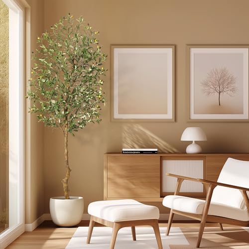IDEALHOUSE 7FT Artificial Olive Tree with Realistic Trunk and Fruits