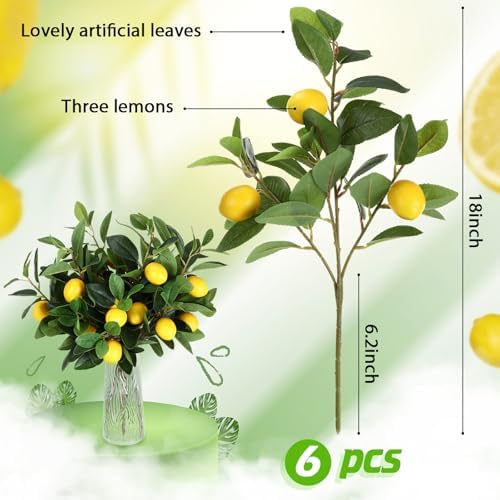 Giegxin 6 Pcs Artificial Lemon Branches 18 Inch Decor
