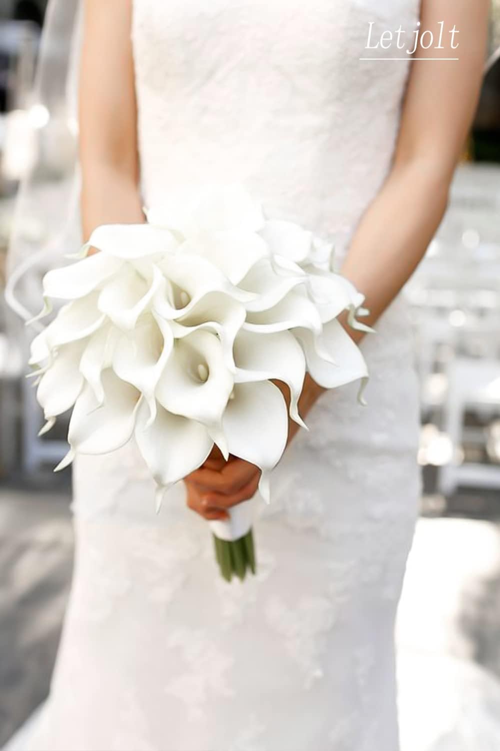 Letjolt White Calla Lily Artificial Flowers Bouquet 12Pcs