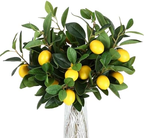Giegxin 6 Pcs Artificial Lemon Branches 18 Inch Decor
