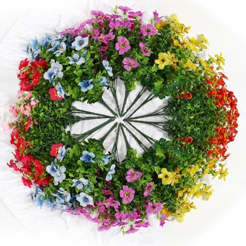 12 Bundles Artificial Flowers Daisies UV Resistant Home Decor