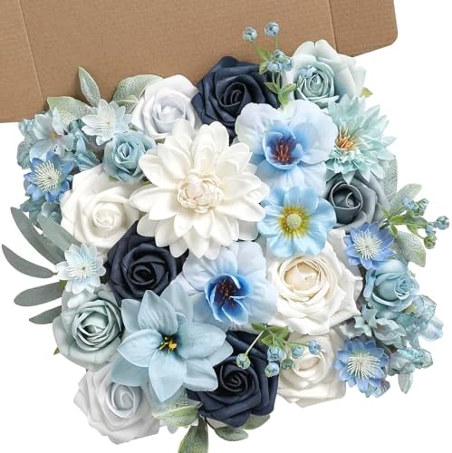 Artificial Flower Blue Box Set for Wedding Decor