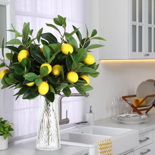 Giegxin 6 Pcs Artificial Lemon Branches 18 Inch Decor
