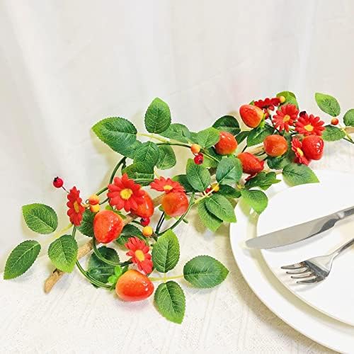 Artificial Strawberry Red Flower Garland for Wedding Home Garden