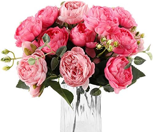 DEEMEI Artificial Peony Flowers Bouquet Set of 4