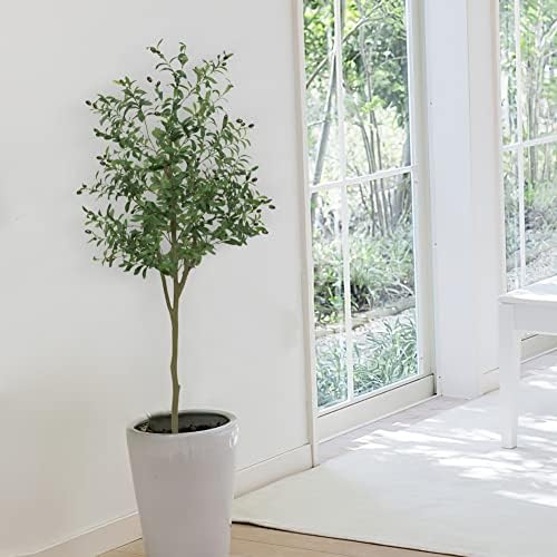 5ft Artificial Olive Tree with Lifelike Fruits and Natural Wood Trunk