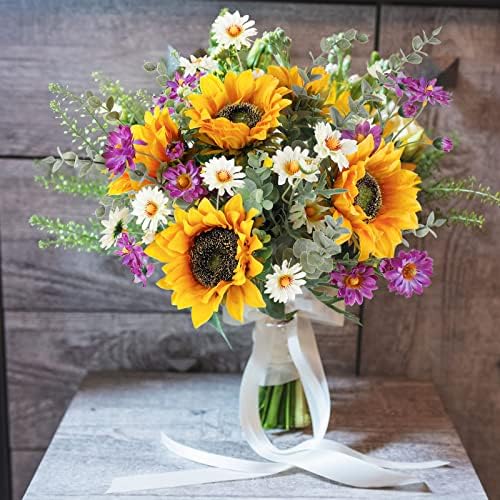CEWOR Artificial Sunflowers Bouquet for Wedding and Home Decor