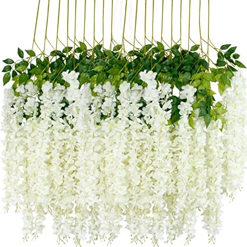 12Pcs Artificial Wisteria Flowers Hanging Garland Decor