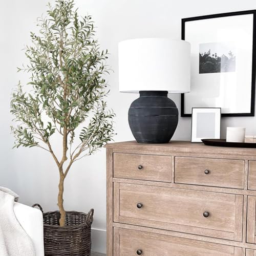 Phimos Artificial Olive Tree 7FT Fake Potted Plant with Planter