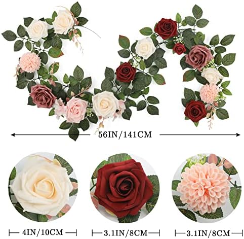 Garisey 5FT Artificial Rose Garland Burgundy Wedding Decor