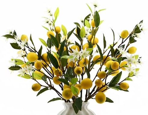 Lifelike Artificial Lemon Flowers 5pcs 24 Inch