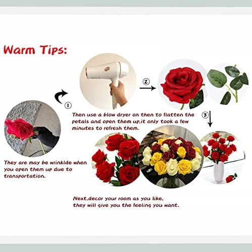 Hawesome 12PCS Artificial Silk Roses Bouquet with Realistic Buds