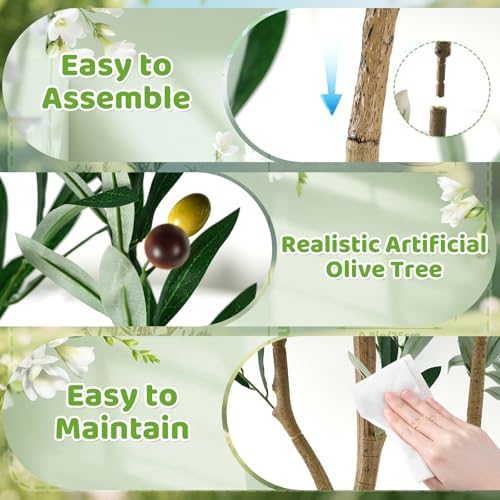 Kockuu 6FT Artificial Olive Tree with LED Light