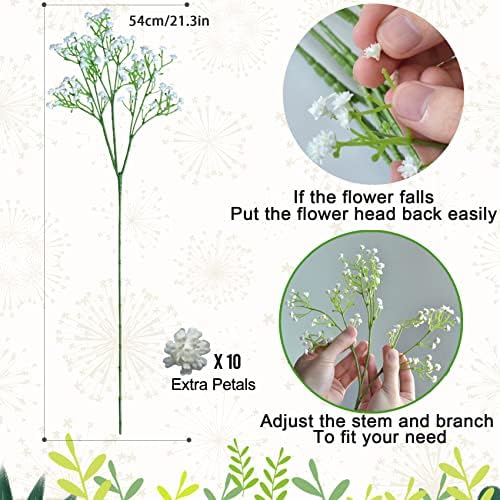 JIFTOK Artificial Babys Breath Flowers 24 Pcs White Wedding Decoration