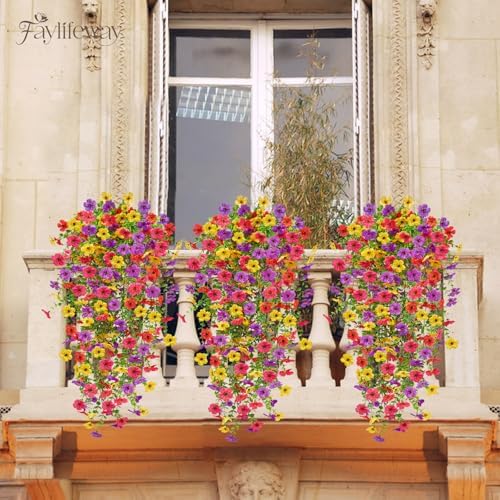 Upgrade UV-Resistant Artificial Hanging Flowers 4PCS