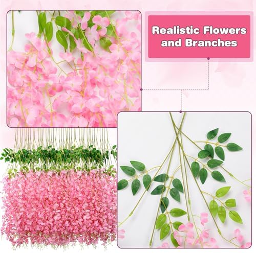 Alotiki Wisteria Garland Artificial Flowers 36ft Pink