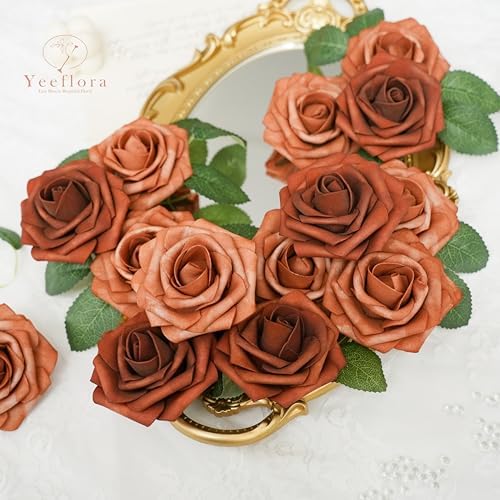 Artificial Flowers 25pcs Terracotta Foam Roses for Wedding Bouquets Centerpieces