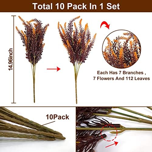 10 Bundles Artificial Fall Flowers for Outdoor Decor