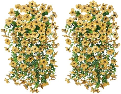 INSPRING Artificial Flowers Fall Decor 2PCS Yellow Daisy Trailing Vines