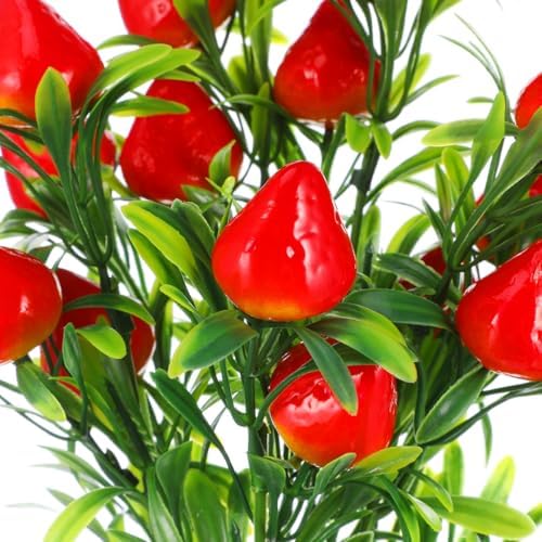 3PCS Fake Strawberry Plant for Home Party Decor Red