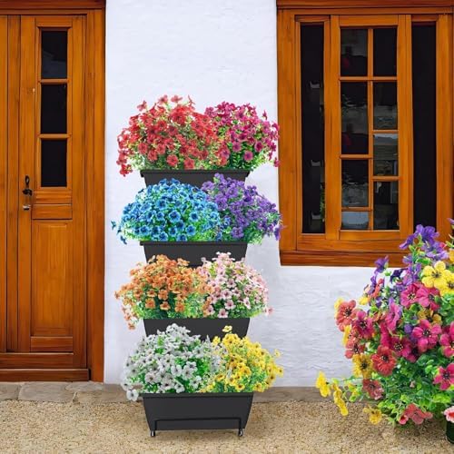 Artificial Flowers Faux Plants Summer Decor 16 Bundles Blue