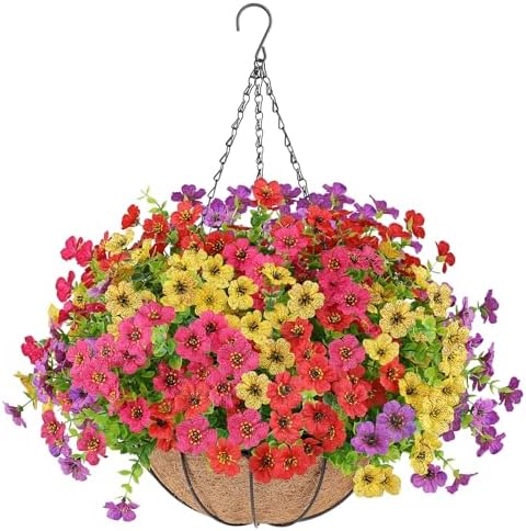 AGIRL Artificial Hanging Flowers Decor Basket