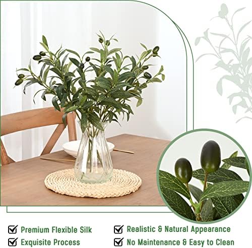 Waipfaru 8 Pcs Artificial Olive Tree Branches 18 Inch