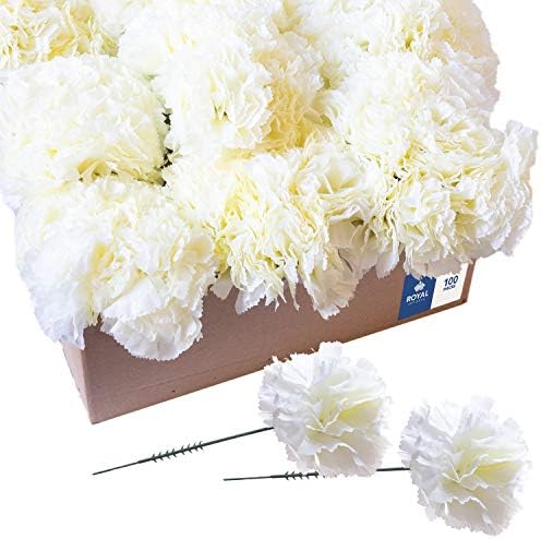 Royal Imports Artificial Carnations Ivory 5 Stems