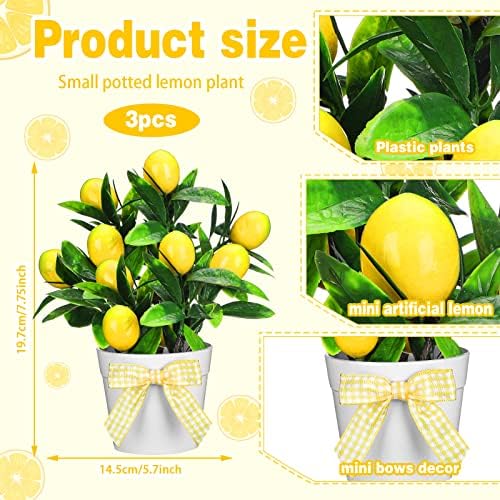 Jexine 3 Pack Lemon Tiered Tray Decor Set