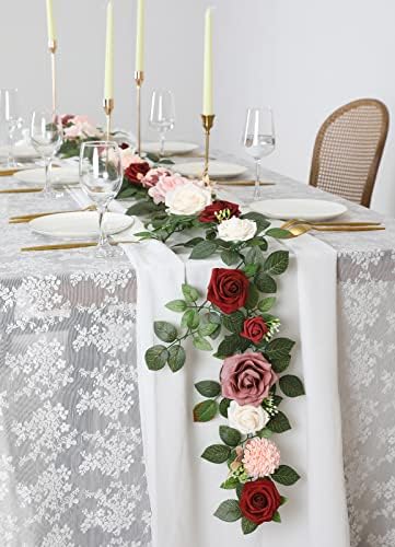 Garisey 5FT Artificial Rose Garland Burgundy Wedding Decor