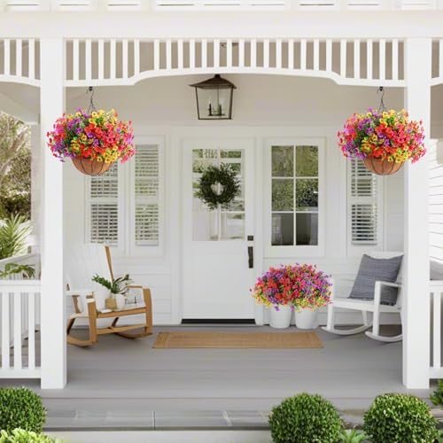 Hananona 2 Set Artificial Flowers with Hanging Baskets