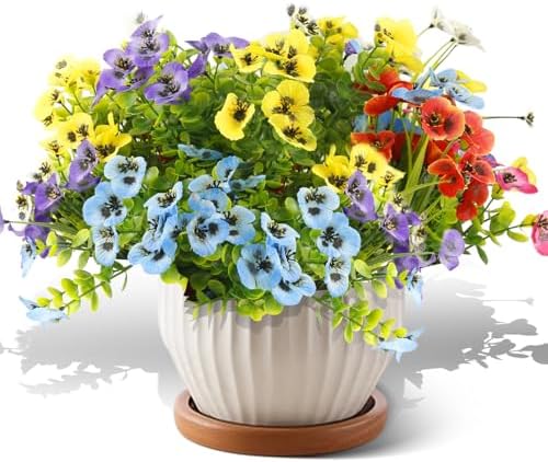 Realistic Artificial Pansies for Outdoor Use 18 Bundle UV Resistant Decor