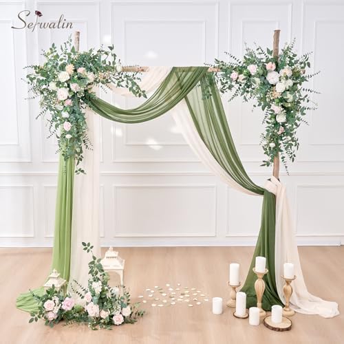 Serwalin 100 Pcs Mixed Artificial Eucalyptus Stems and Flowers
